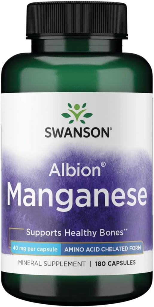 Swanson Albion Chelated Manganese Glycinate 40 miligramů 180 Kapsle