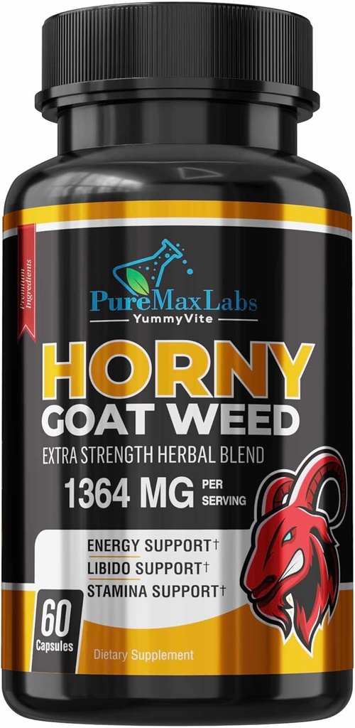 Nadržený kozí tráva Extra síla w. Maca, L- Arginin, ženšen, posílení výkonu, Stamina, Energy, Non- GMO, 60 Kapsle