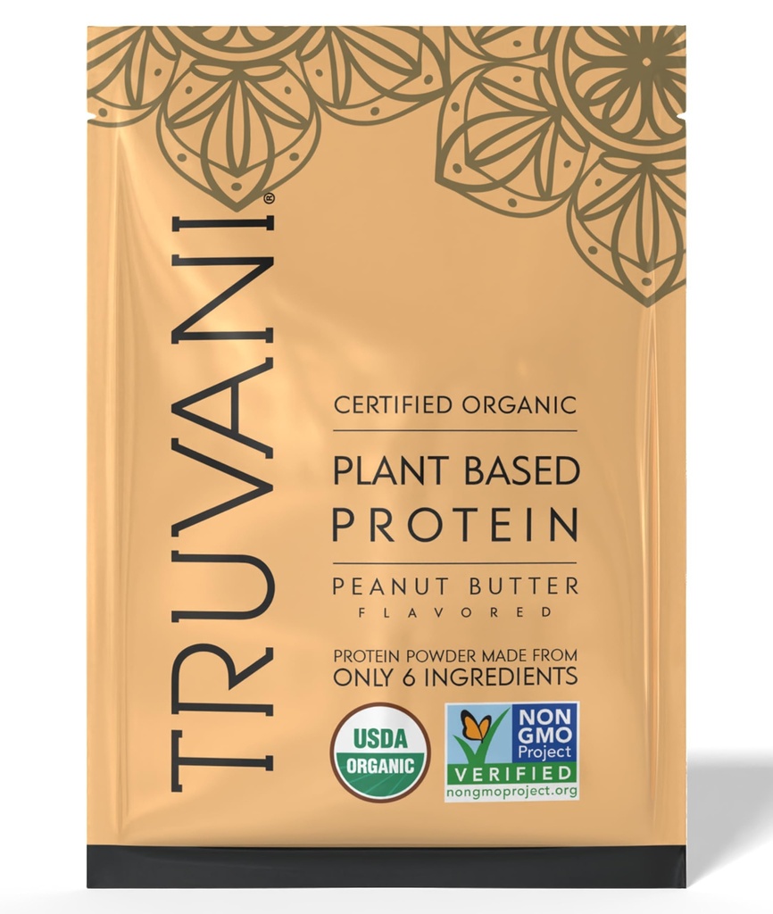 Truvani Vegan Pea Protein Powder 124; Arašídové máslo 124; 32.7g Protein na bázi organických rostlin 124; 1 Serving Rubber 124; Keto Rubber 124; Gluten & Dairy Free Rubber 124; Low Carb Rubber 124; No Add Sugar