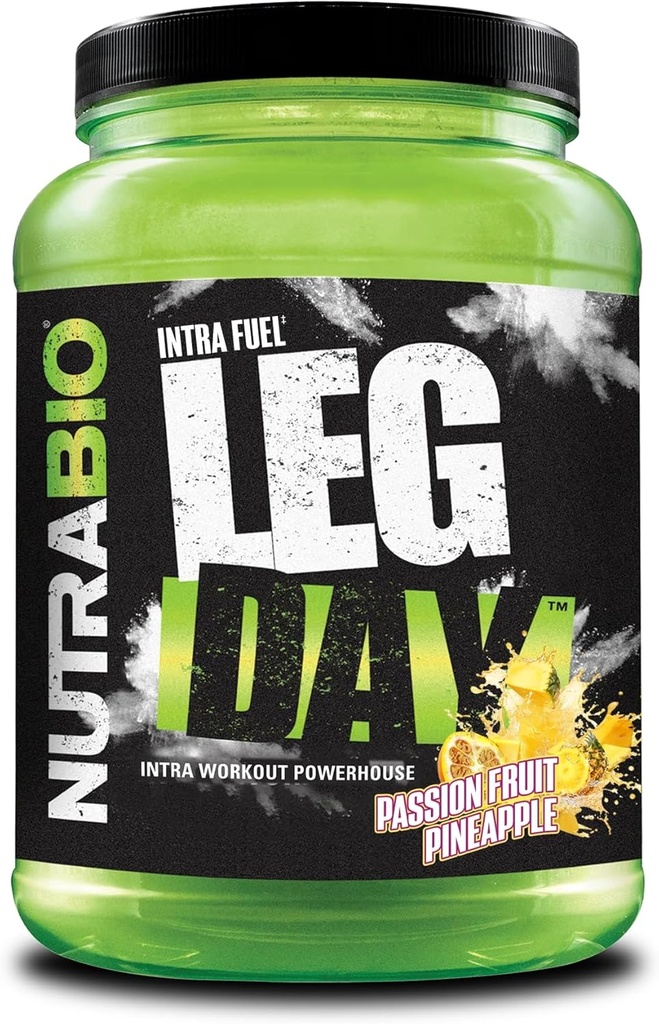 NutraBio Leg Day Intra Workout Powder - Advanced Carb Supplement with Cluster Dextrin & Electrolytes -Carb Powder with EAA / BCAA - Cyclic Dextrin for Performance - Passion Fruit Ananas, 20 Servings