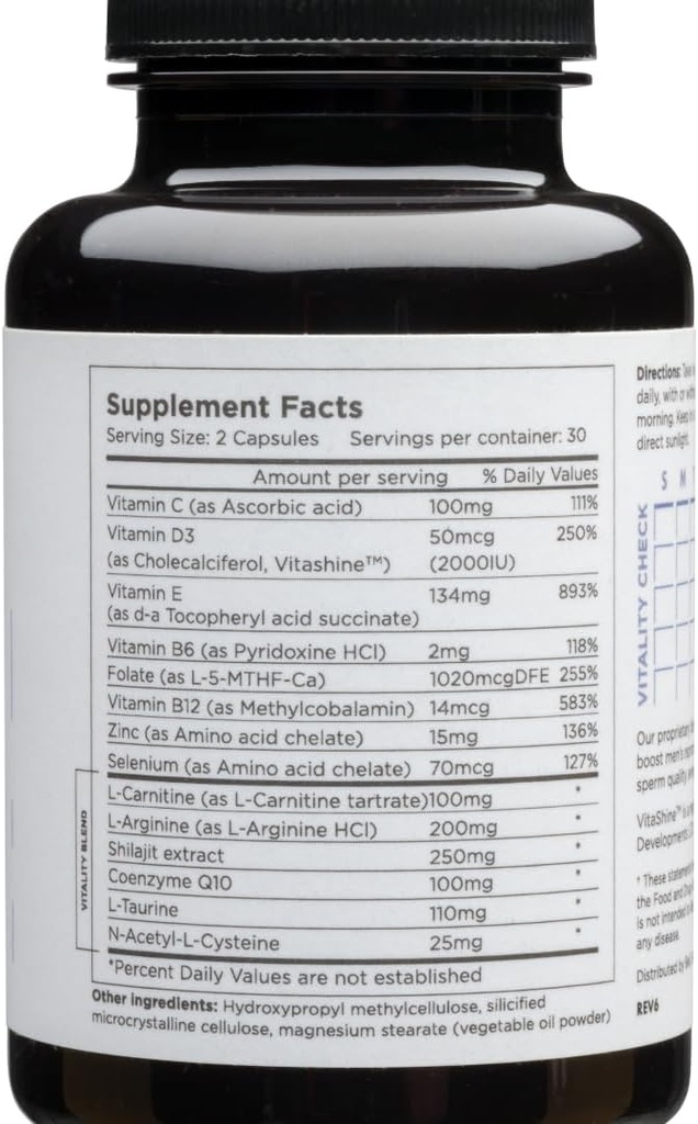 Beli Men Prenatal Multivitamin Preception Fertility Support, Enhanced Sperm Health, Sperm Count & Motility, Testosteron, 60 Kapsle s vitaminem E, B6, B12, Zinek, Folát & CoQ10, 30- denní zásobování