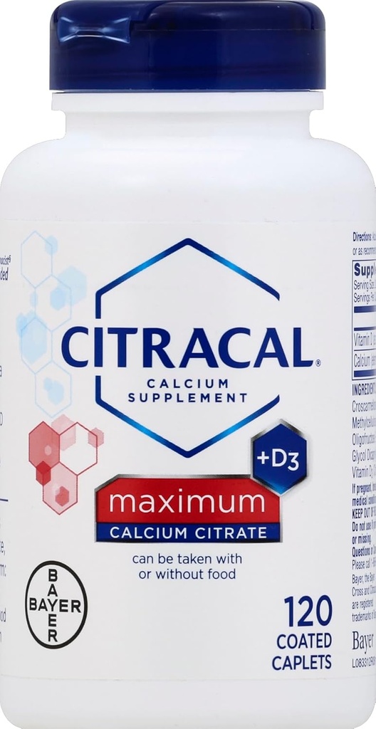 Citrakální Max Size 120ct Citrakální vápník Citrát s vitaminem D Maximální obalené kapsy 120 Počet
