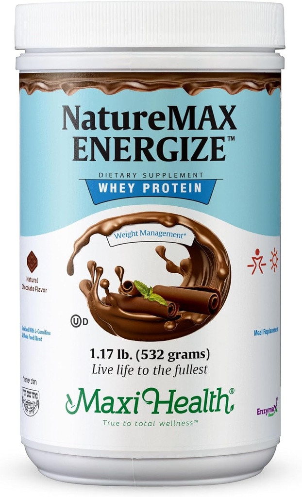 NatureMax EnergizeTM Syrovátkové bílkoviny Powder- Energy Support Meal Replacement - 20g Protein Per Serving - Přírodní čokoláda Flavor - Kosher Dairy Vitamin - 1.17lb