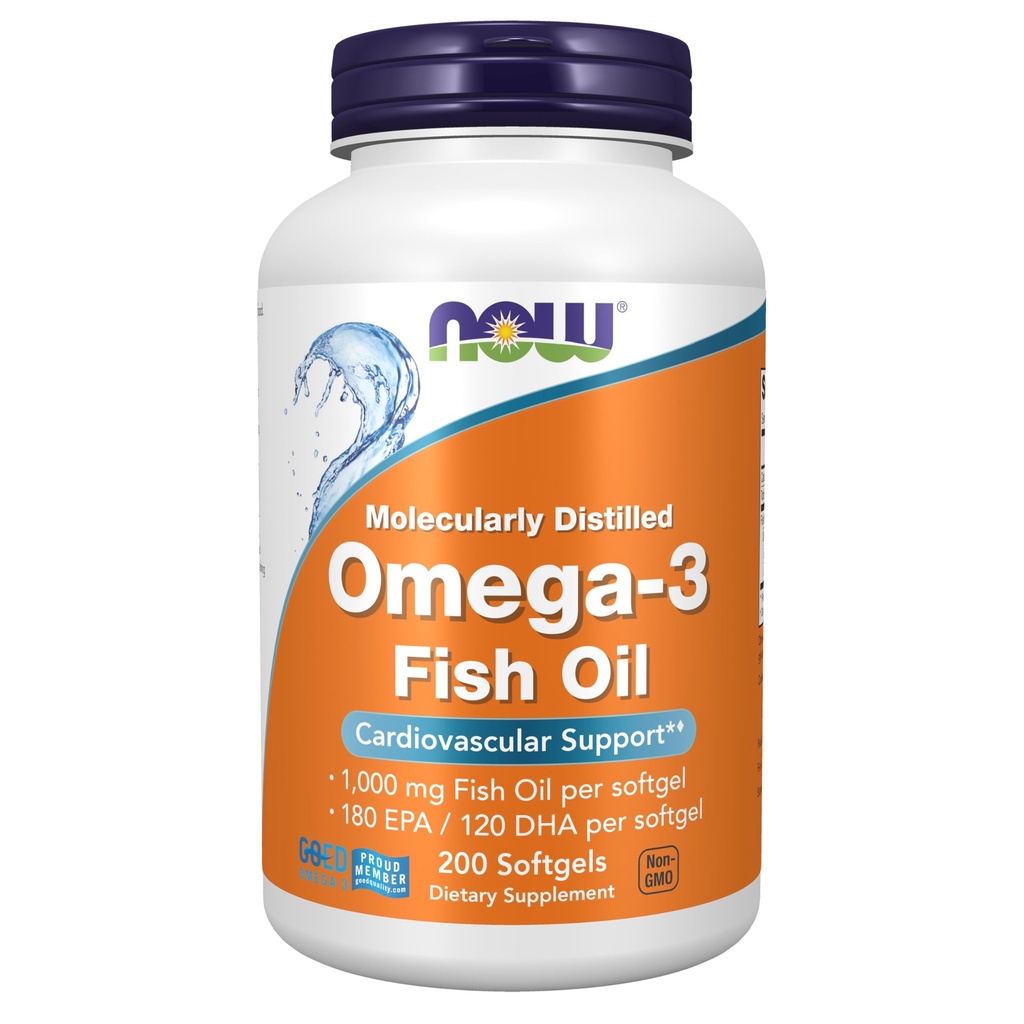 Nyní potraviny OMEGA-3 FISH OIL 200 Softgels