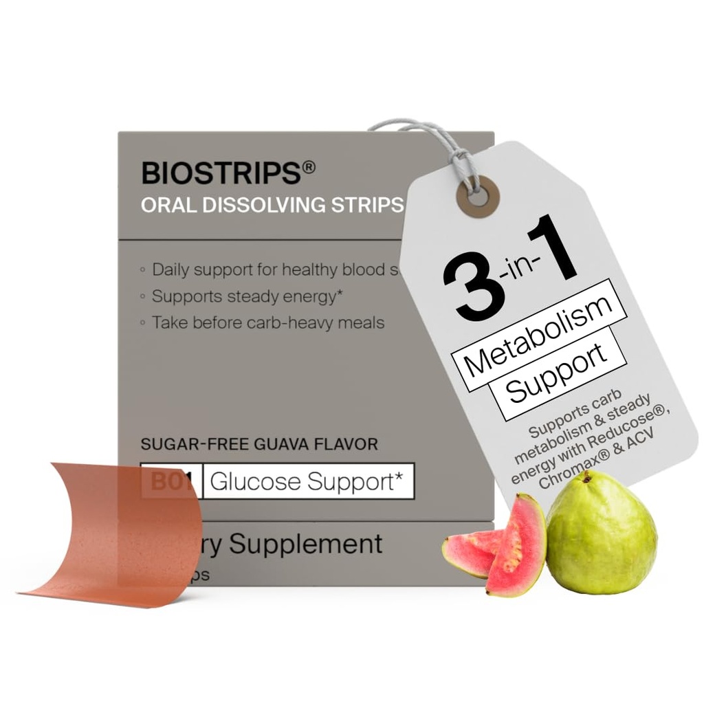 BIOSTRIPS Blood Sugar Support Oral Dissolving Strips | Sugar-Free Mulberry 60 ct