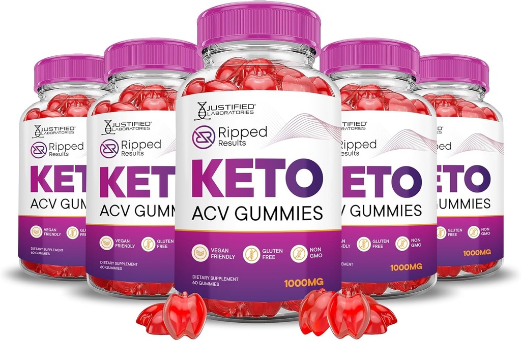 Odůvodněné laboratoře (5 Pack Ripped Výsledky Keto ACV Gummies Advanced Formule 1000MG Ripped Výsledky vyhodnocené s Pomegranate Beet Juice Powder B12 Vegan Non GMO 300 Gummys