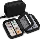 Zannaki Roztomilý Pill Organizátor pro Purse se dvěma odstranitelné 7- denní Pill Box, Cestovní PU kůže Pill Pouzdro, Přenosné týdenní Pill Kontejner se skladovacím vakem držet vitamíny, rybí oleje, doplňky (Black)