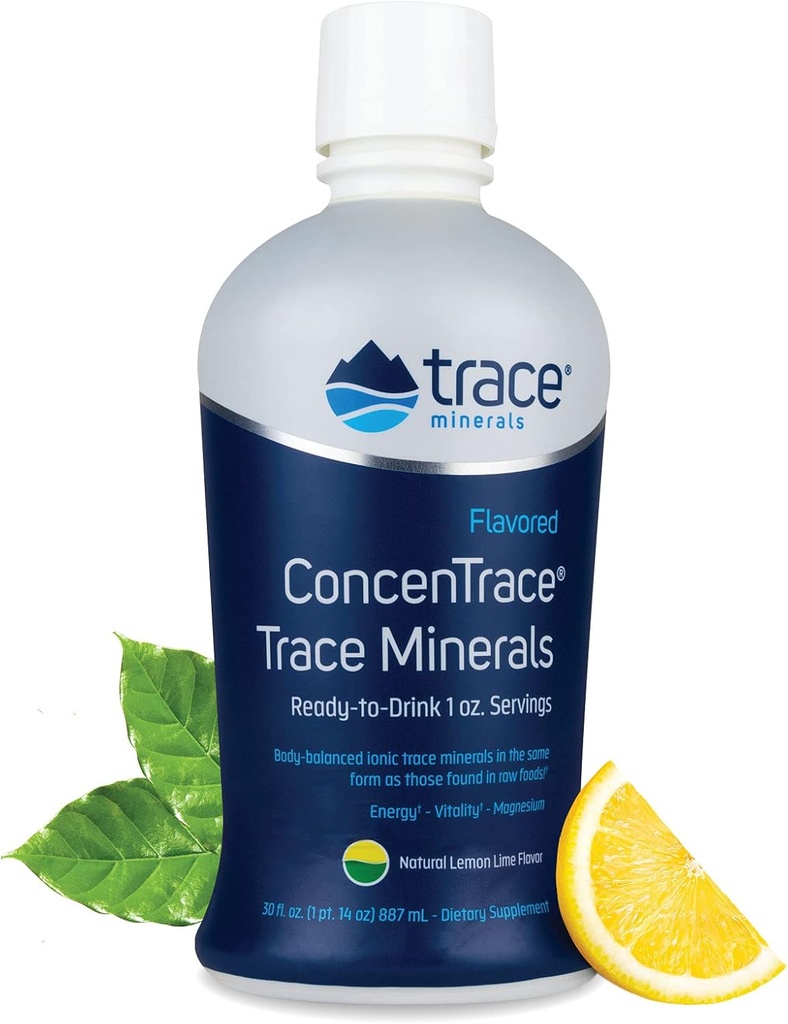 Stopy Minerály ConcenTrace - Liquid Mineral Supplement with Magnesium & Vitamin C - Dietní dodatek s Bílým hroznem & Lemon Juice - Natural Lemon Lime Flavor, 30 fl oz (30 Servings)