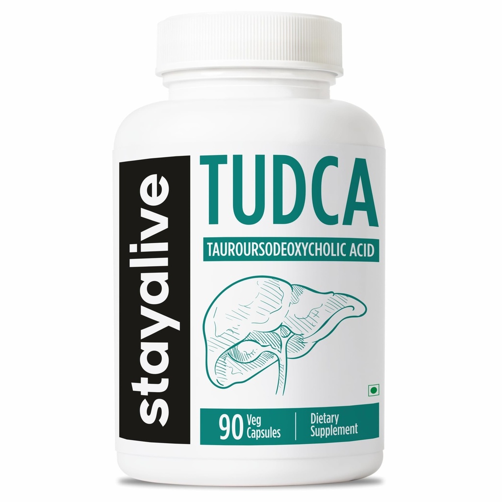 STAY ALIVE TUDCA Kapsle 500mg, Tauroursodeoxycholic Acid Bile Salts, 90 Počet, Non-GMO & gluten zdarma TUDCA dodatek pro muže a ženy
