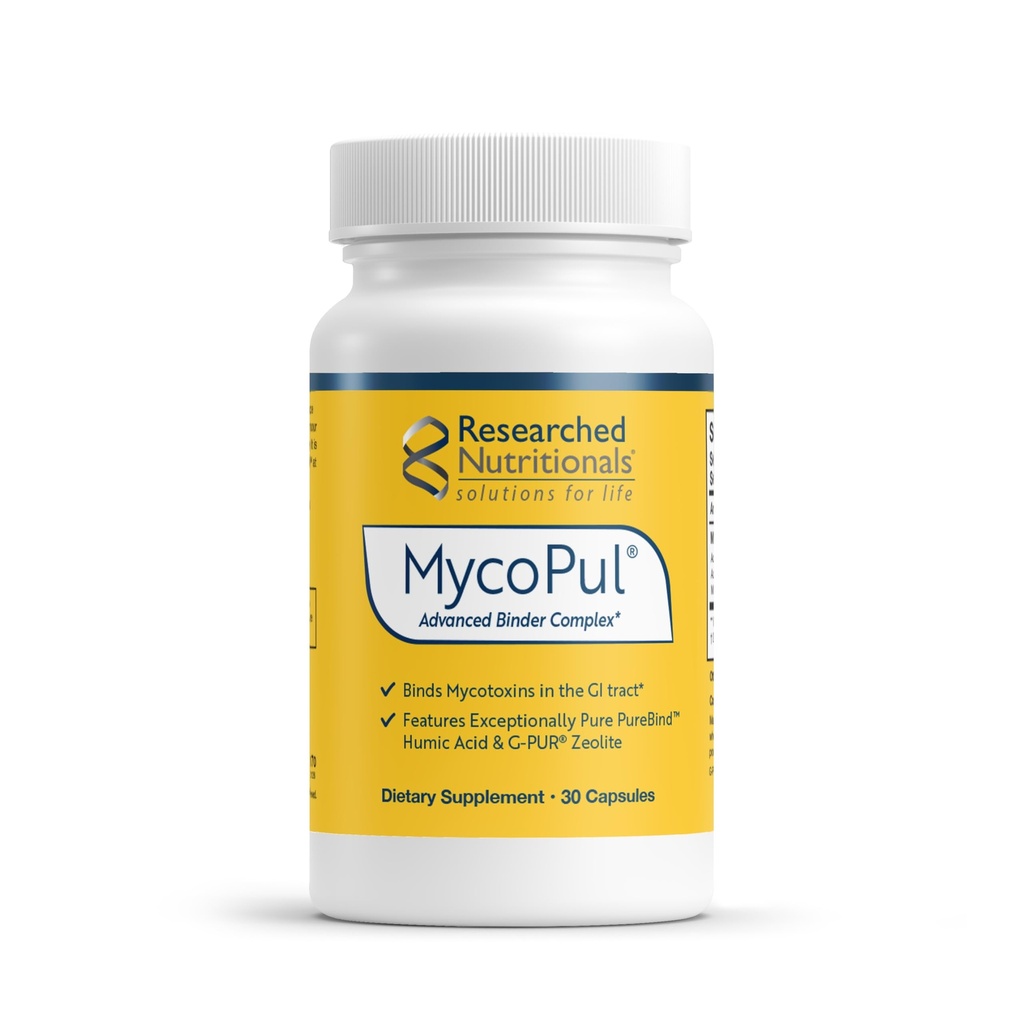 Recearched Nutritionals MycoPul - Advanced Mycotoxin Binder Complex, Zeolit Detox, Humic Acid, Fulvic Acid & Activated Charcoal for GI Tract Detox, Klinicky Recearched Mold Binders, 30 Kapsle