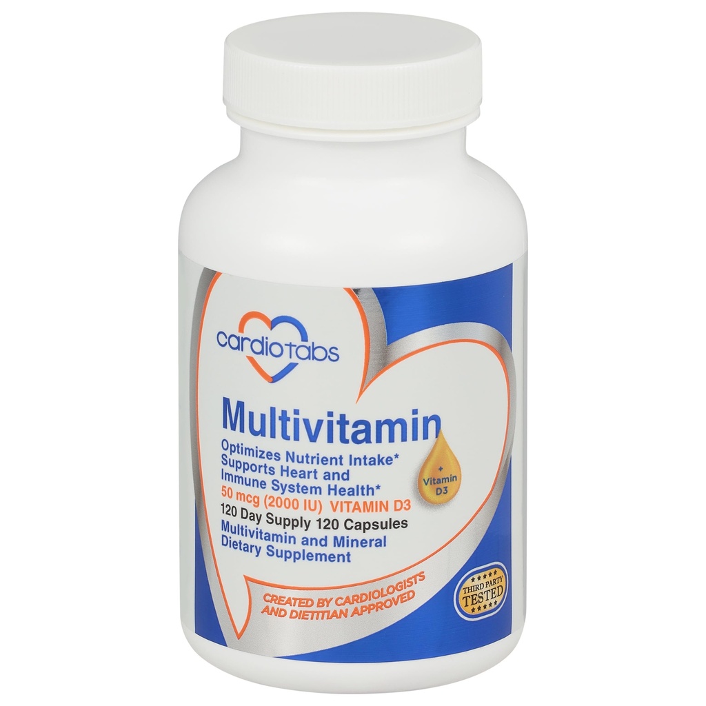 Multivitamin - Doplňky pro srdce a imunitu mužů a žen, Multivitamin pro muže a ženy, s minerálním komplexem B- vitaminu, vitaminy A, C, E, K a 2000 IU vitaminu D3, 120- počítaná lahvička
