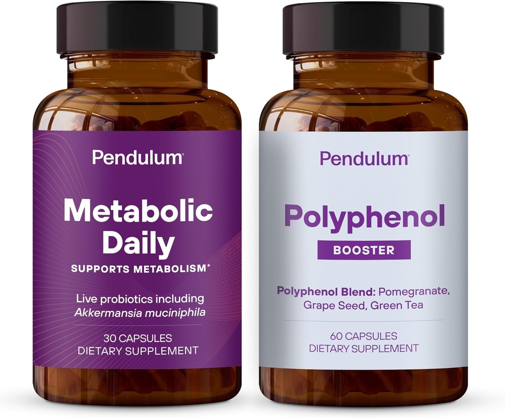 Kyvadlo Metabolické Daily & Polyfenol Booster Bundle - Proprietární Akkermansia Probiotický dodatek Směs pro zlepšení metabolismu a Cardio zdraví