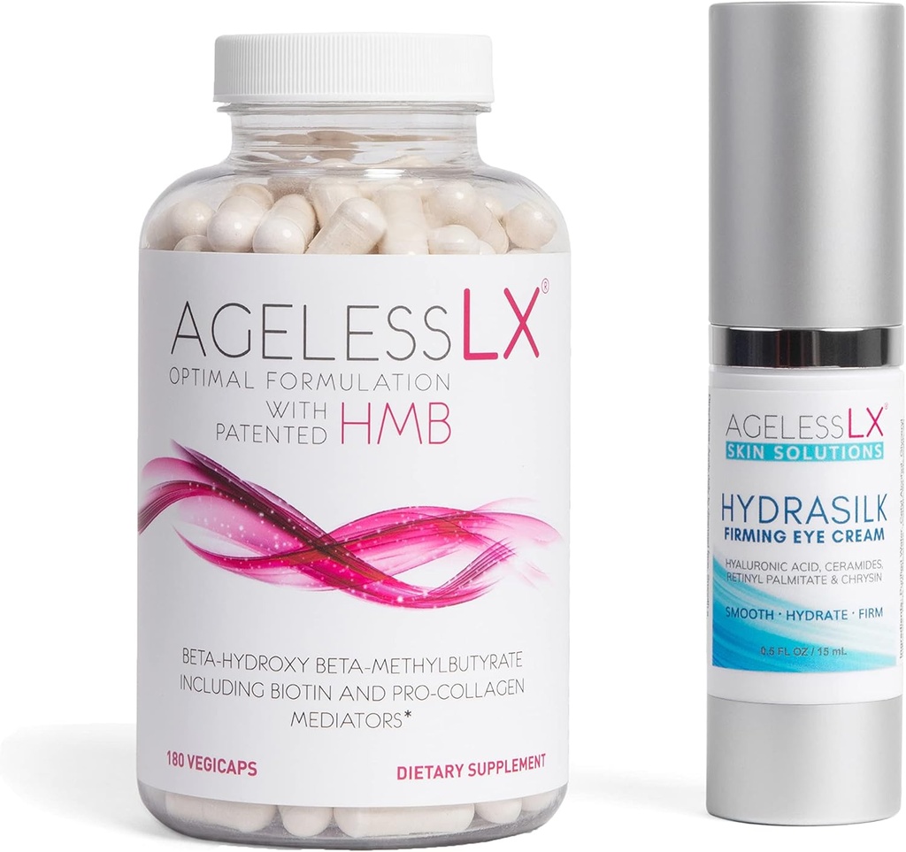 AgelessLX Přídavná kapsle pro ženy s HMB Hydrasilk Eye Cream Bundle