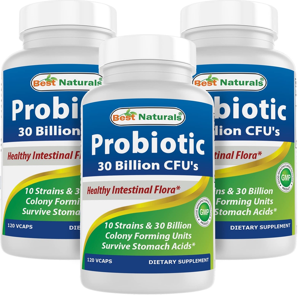 Nejlepší Naturals Probiotic 10 Strains 30 Bilion Specable Stable 120 Veggie Caps (120 Počet (balení po 3))