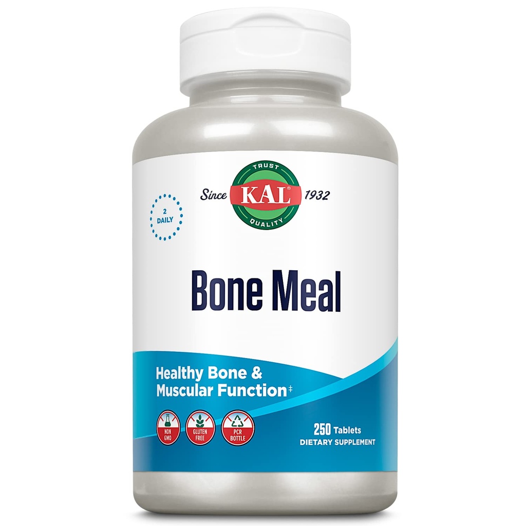 Kal Bone Strava Tablety, dodatek vápníku w / hořčík, Vitamin D3 a K, Kostní zdraví, Svalová a Nerve Funkce Podpora, Rychlá diintegrace, Gluten zdarma, Non- GMO, 60- denní záruka, 125 Serv, 250ct