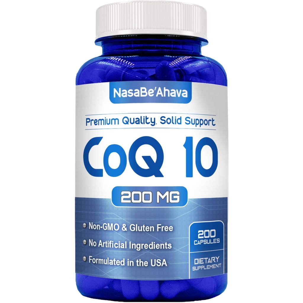 CoQ10 200mg Kapsle 124; Vegan Friendly Coenzym Q10 200mg z Easy Absorption Ubiquinone Supplementary for Skin Heart and Energy Support 124; Made in USA in cGMP facilities (200 Servings)