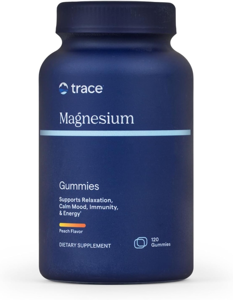 Stopy Minerály Magnesium Gummies - Podporuje klidnou mindset - Magnesium Žvýkačky pro děti a dospělé - Kost, Digestion, Heart Health & Imunitation Support - Peach Flavor - 120 Počet (120 Služeb)