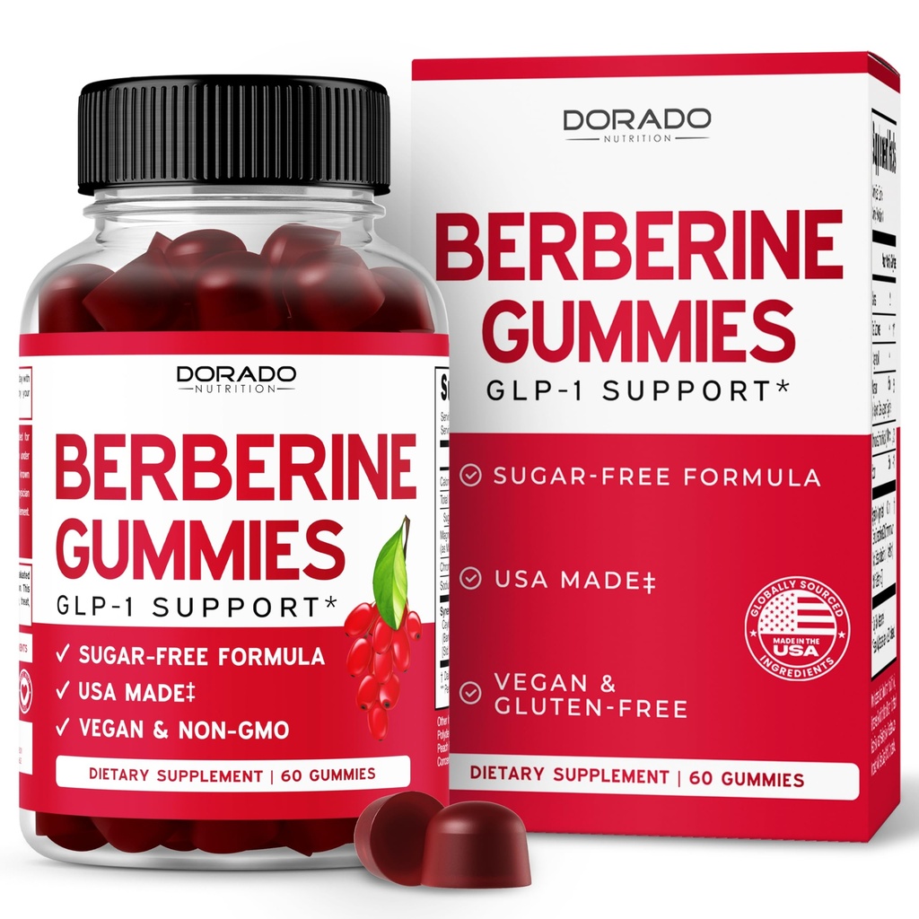 Berberine Gummies s Ceylon Skořice (1,200mg) Premium Sugar- Free Berberine Ceylon Skořice Dodatek pro dospělé - Third-Party Tested, Non-GMO & Made in USA - 60 Počet Žvýkací žvejkačky