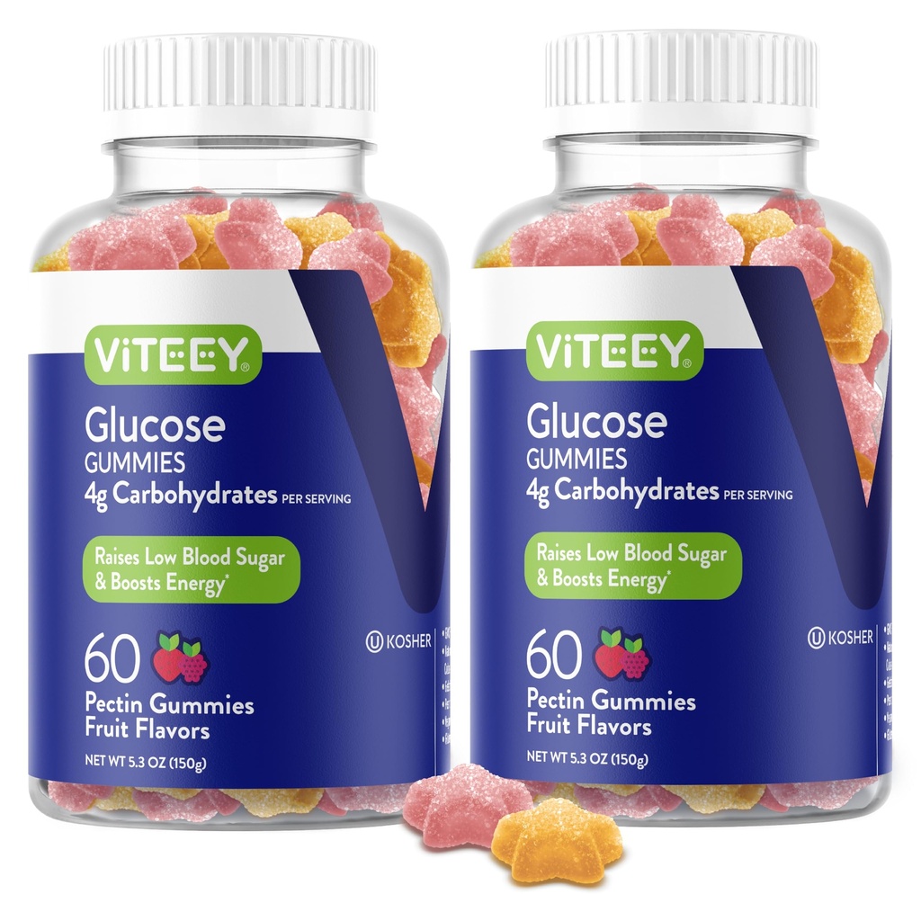 Glukóza - 4g karbohydrátů - rychle působící alternativa k glukózovým tabletám - Podpora cukru v krvi a energetice - Vegan, gluten zdarma, želatina zdarma - 120 Počet
