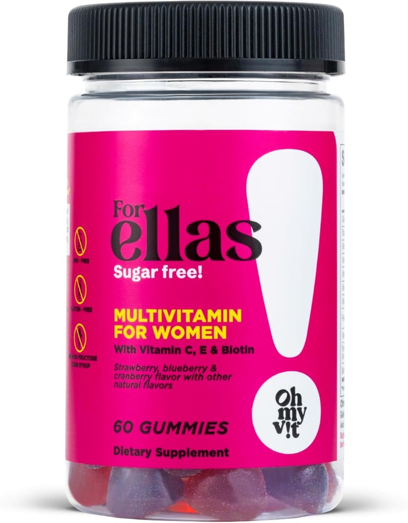 OH MY VIT! pro Ellas Women 's Multivitamin Gummy s vitamíny C, E, a Biotin, Cukr zdarma Berry Flavor, 60 Počet