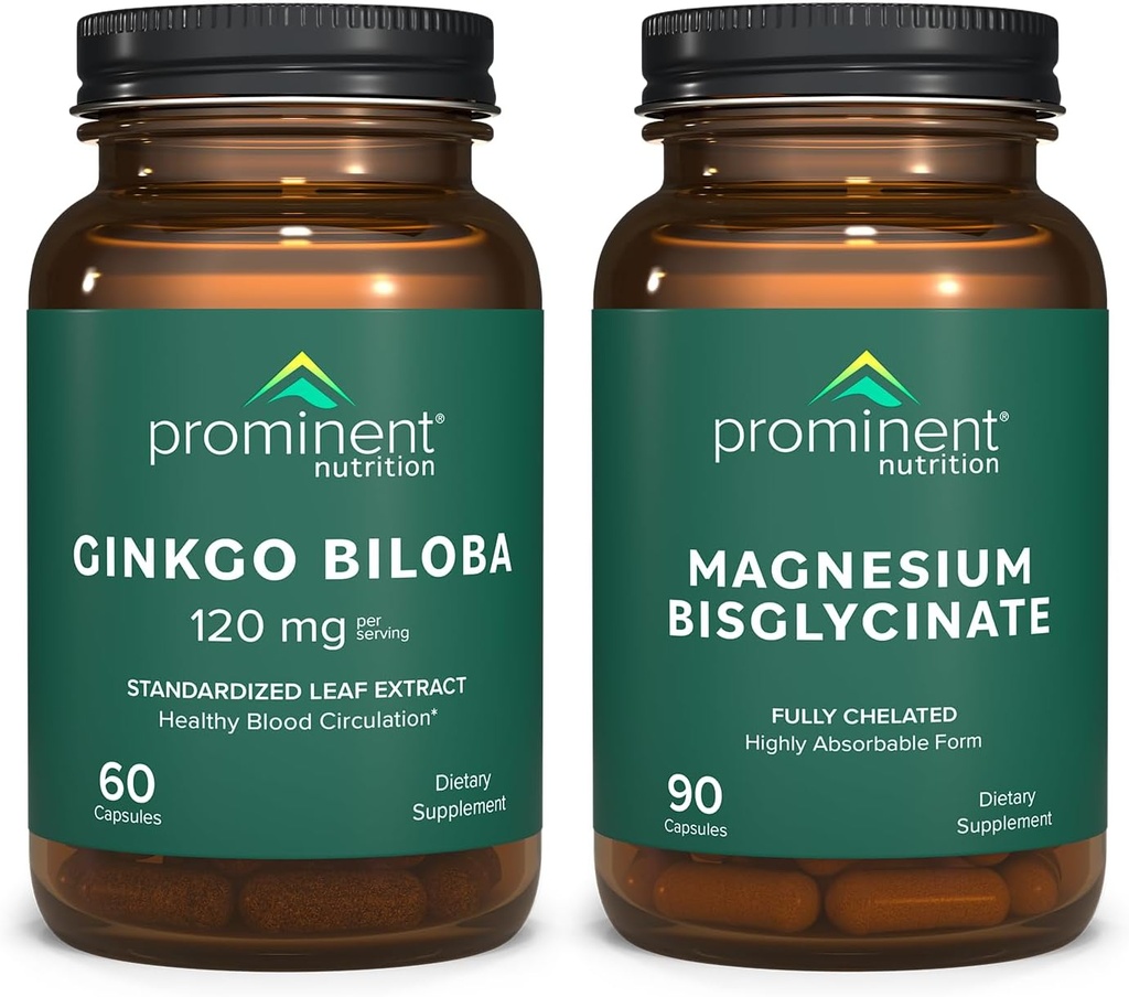 Prominentní výživa Cognitive Health Support Bundle - Ginkgo Biloba dodatek a hořčík Bisglycinát dodatek
