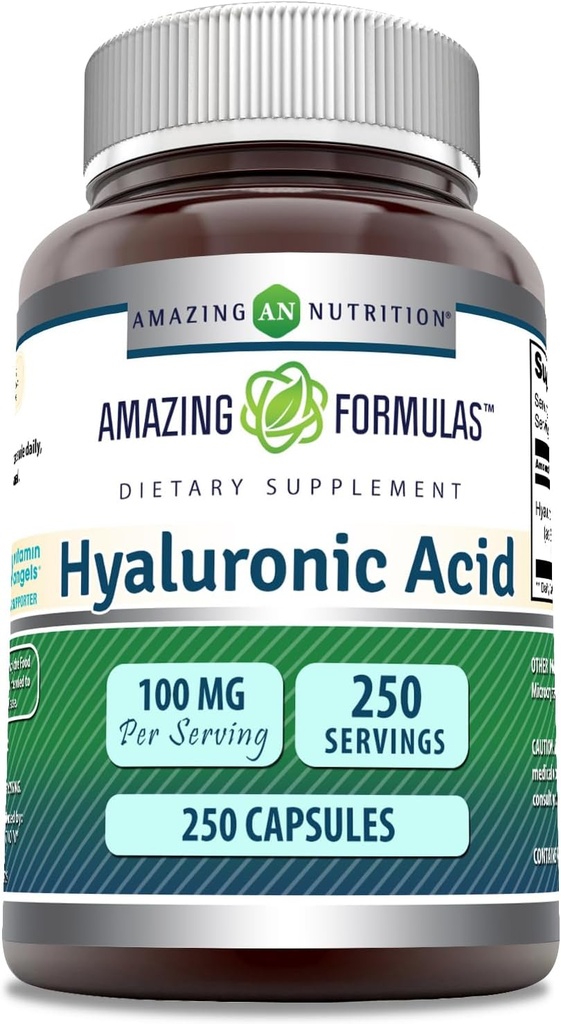 Amazing Appendias Hyaluronic Acid 100mg 250 Kapsle dodatek 124; Non GMO Acid 124; Gluten Free Acid 124; Made in USA