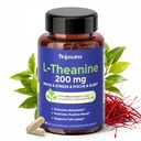 L Theanine 200mg s podporou Saffron, GABA, Glycinát hořečnatý a vitamín B6, L- Theanine dodatek Pokročilý komplexní vzorec pro uvolňování mood a stres Relief & Sleep, 60 Vegan Kapsle