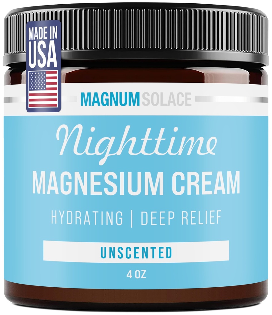 Magnum Solace Magnesium Motion - Hydratační noční krém Aplikovat na nohy, paže nebo hrudník - Topical Chlorid USA Made and Safe for Kids (Nevoňavý)