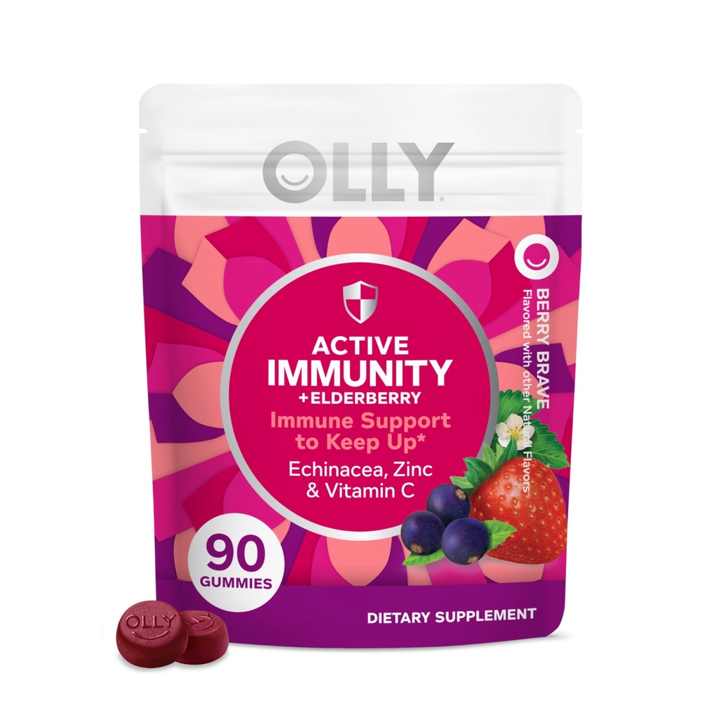 OLLY Imunity Gummy, Imunitní podpora, Elderberry, Zinek, Vitamin C, dodatek, Berry - 90 Počet