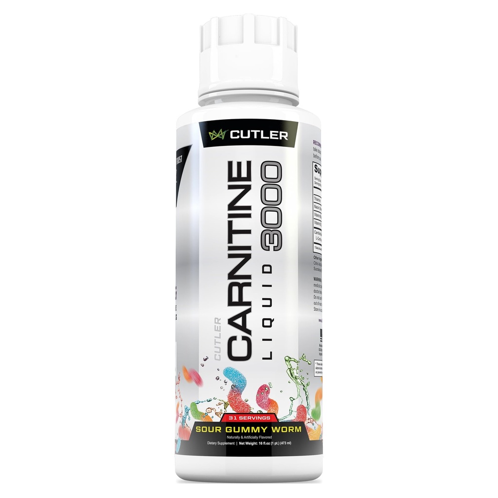Cutler Nutrition Liquid L- Carnitin Fat Burner Supplement with Acetyl L- Carnitin & L- Carnitin Tartrát - Fat Burner Formule pro optimální absorpci, Energy & Muscle Support PHAR124; Sour Gummy Flavor