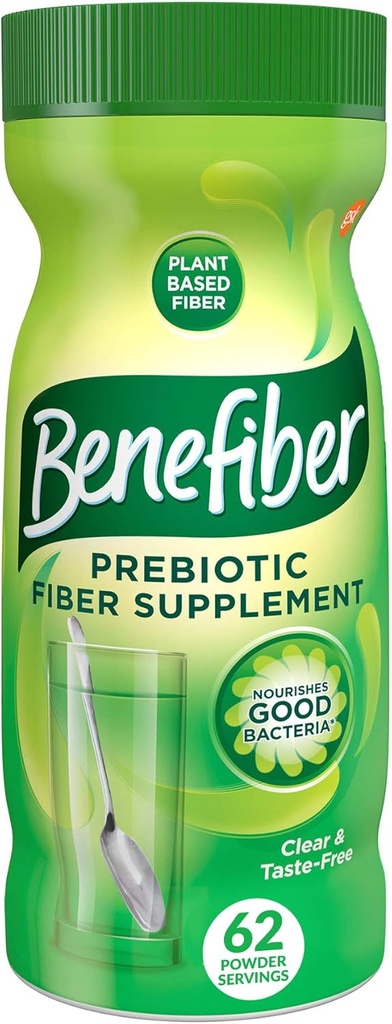 Benefiber Daily Prebiotic Fiber Supplement Powder for Digestive Health, Daily Fiber Powder, Neochucené - 62 Služeb (8.7 Ounces)