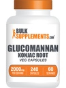 BulkSupplements.com Glucomannan Kapsle - jako Konjac Root Extract, Glucomannan doplňky, Bylinný dodatek - Gluten zdarma, 4 Kapsle per Serving, 240 Počet (balení po 1)