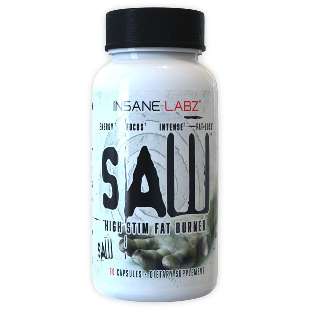 Insane Labz Saw ®, High Potency Fat Burner, Termogenic Weight Loss Supplement and Appetite Conpressant with L-Tyrosin, Yerba Mate, GABA and Alpha Yohimbin, 60 Srvgs