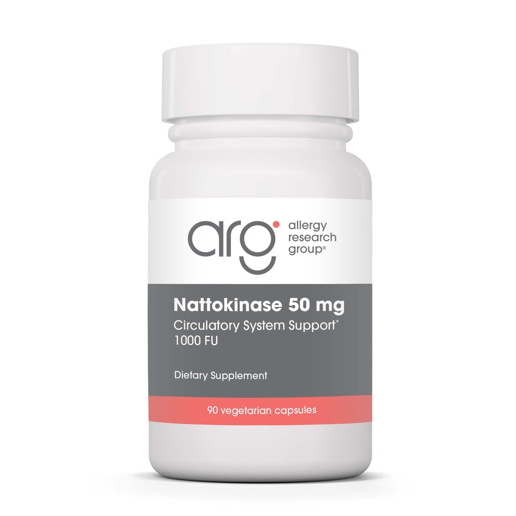 Alergie Research Group Nattokinase 50mg Supplement - Čištěná a zapouzdřená Nattokináza, odvozená z Natto, Vegetariánské kapsle - 90 Počet