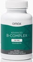 Omax3 Advanced Vitamin B Komplex 50MG s Biotin 124; Silné a lesklé vlasy, Kožní nehty, Podpora stresu, imunita, Energetický metabolismus, 90 Kapsle