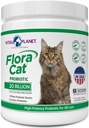 Vital Planet - Flora Cat Probiotic Powder Dodatek s 20 Miliony kultur a 10 Diverse Short Potency Probiotika pro všechny kočky pro Feline stravovací a imunitní podporu 30 Scoops 3.92 oz
