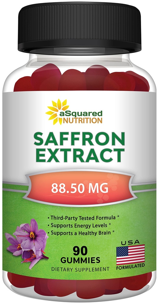 aSquared Nutrition Saffron Gummies - Saffron Extract Dodatek - Čisté Gummy doplňky Alternativní k kapslí, pilulky, prášek a čaj