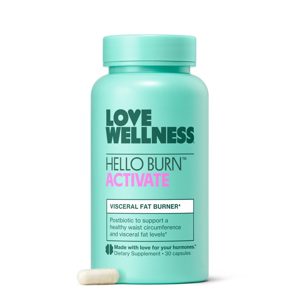Love Wellness Hello Burn Aktivovat 124; Podpora Visceral Fat Burn s HT BPL1 Postbiotická 124; Podporuje zdravé Waist Circumference, Dlouhověkost a Metabolické Wellness 124; 30 Počet