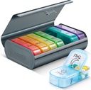 Zannaki Metal XL Týdenní Pill Organizátor 2 krát denně, Velké cestovní Denní Pill Box 7 Day, Přenosný týden dvakrát Pill Holder Kontejner, AM PM Pill Pouzdro pro medicínu vitamin doplněk stravy, šedá
