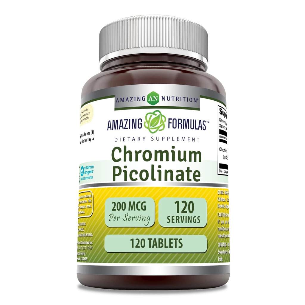 Amazing Appendias Chromium Picolinate Supplementary 124; 200 Mcg Per Serving Appendation 124; Tablety Crandox 124; Non- GMO Crandox 124; Gluten Free Crandox 124; Made in USA (120 Count)