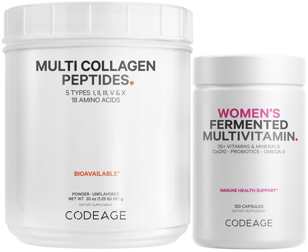 Codeage - Multikolagenový protein + Dámské denní multivitaminové pouzdro