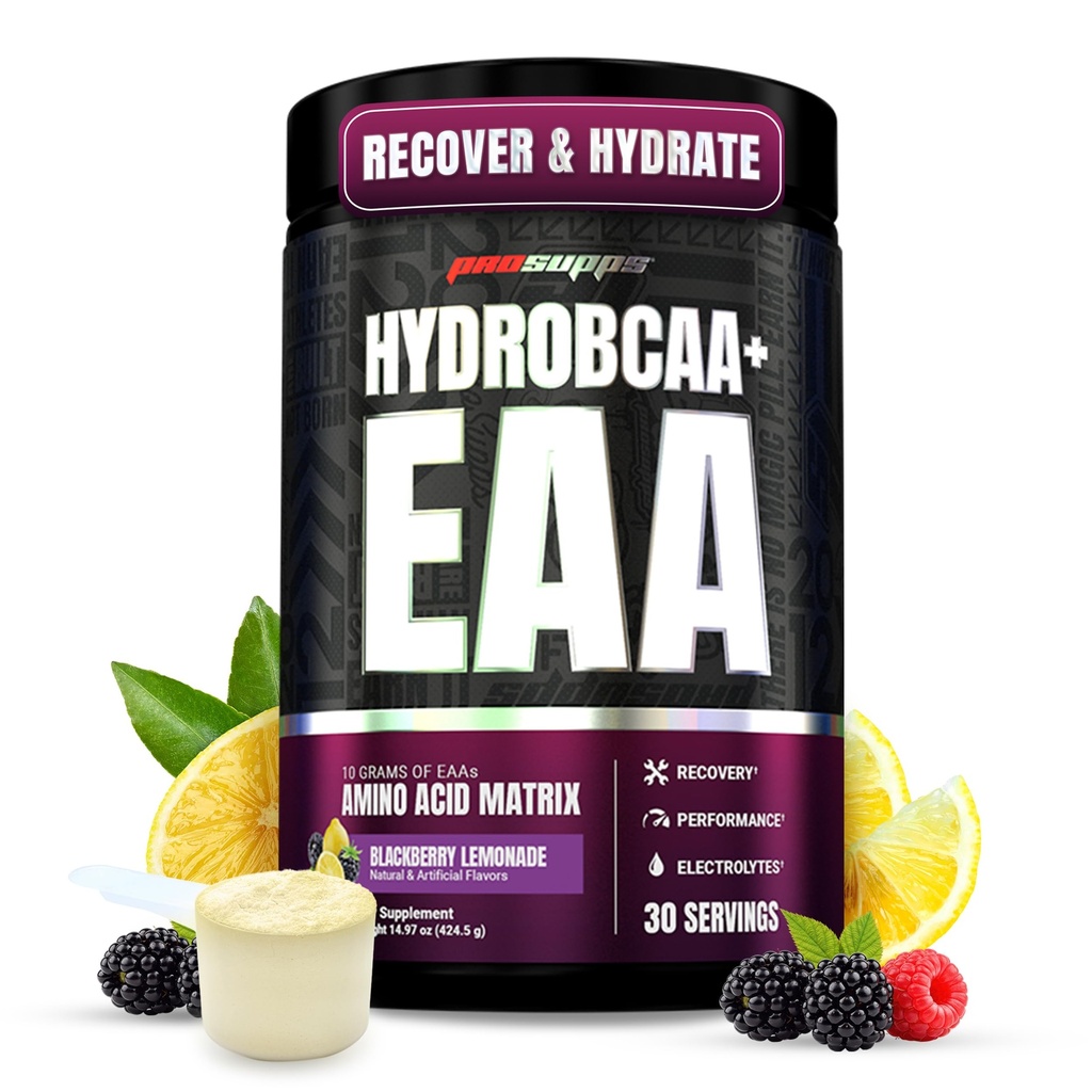 ProSupps HydroBCAA Essential Amino Acids Powder, BlackBerry Lemonade - Cvičení doplněk s BCAA, EAA & Electrolytes pro hydrataci a obnovu - Stimulant- Free, Soy & Gluten- Free - 30 Služeb