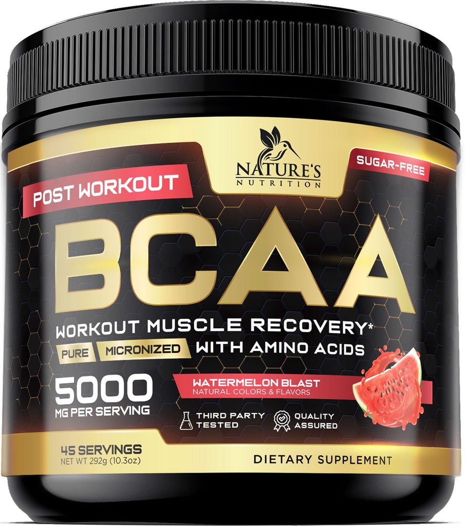 Muscle Recovery Powder with BCAA, L-glutamin a aminokyseliny - Nejlepší Muscle Recovery doplňky pro Post Workout - Bez cukru, Branched Chain Amino Acid Dodatek pro ženy a muže - 45 Služeb