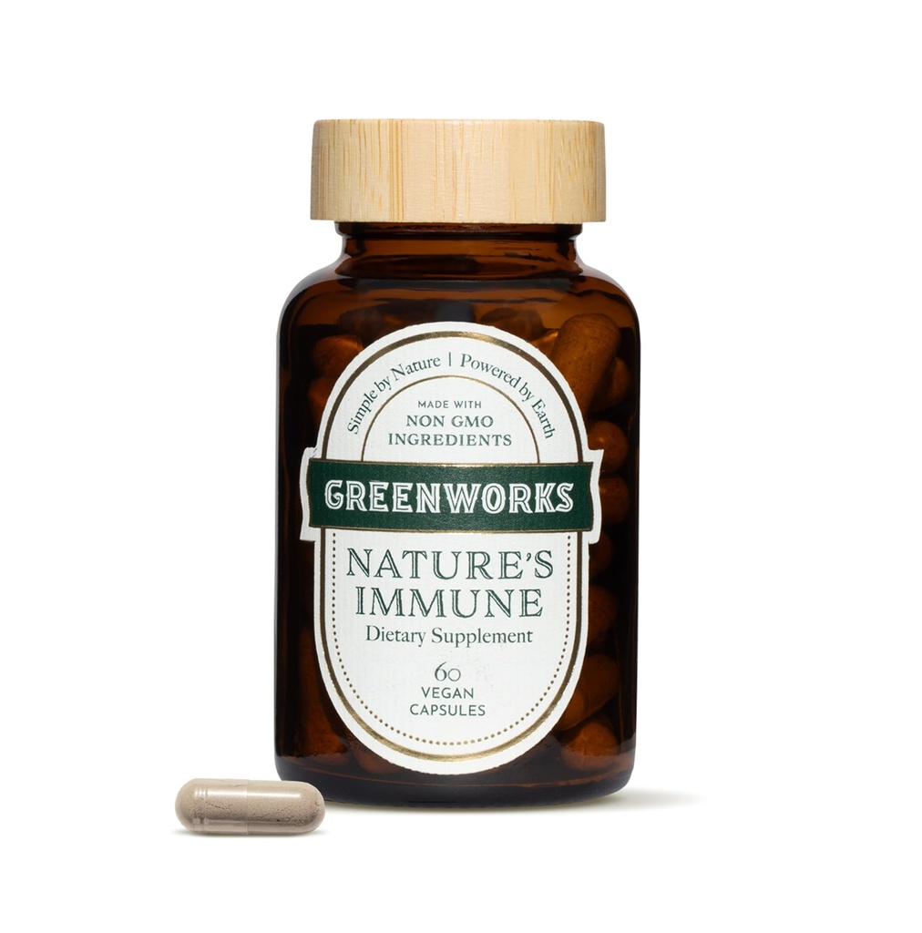 Greenworks Nature 's Imunitation - Organic Daily Imunitation Support with Elderberry, Echinacea, Ginger, Turmeric & Medical Housms - Vegan, Non- GMO, Gluten- Free - 30 Služeb