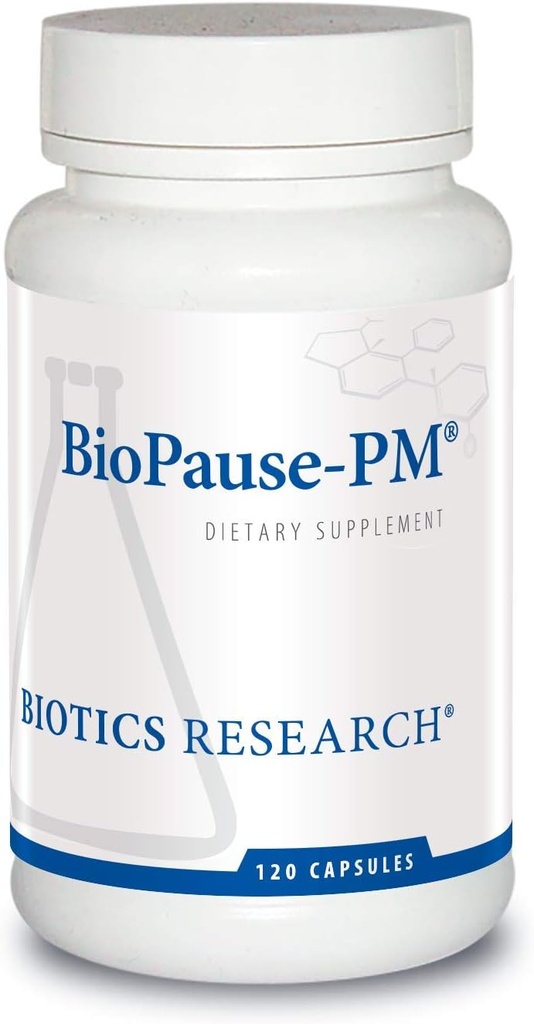 Biotika Výzkum BioPauza PM noční čas Menopauzální podpora Hormonální Balance, Black Cohosh, Lemon Balm, Passionflower, Promotes Relaxation and Calm, Reguluje Circadian Rhynms, Spánek Pravidelně 120 Caps