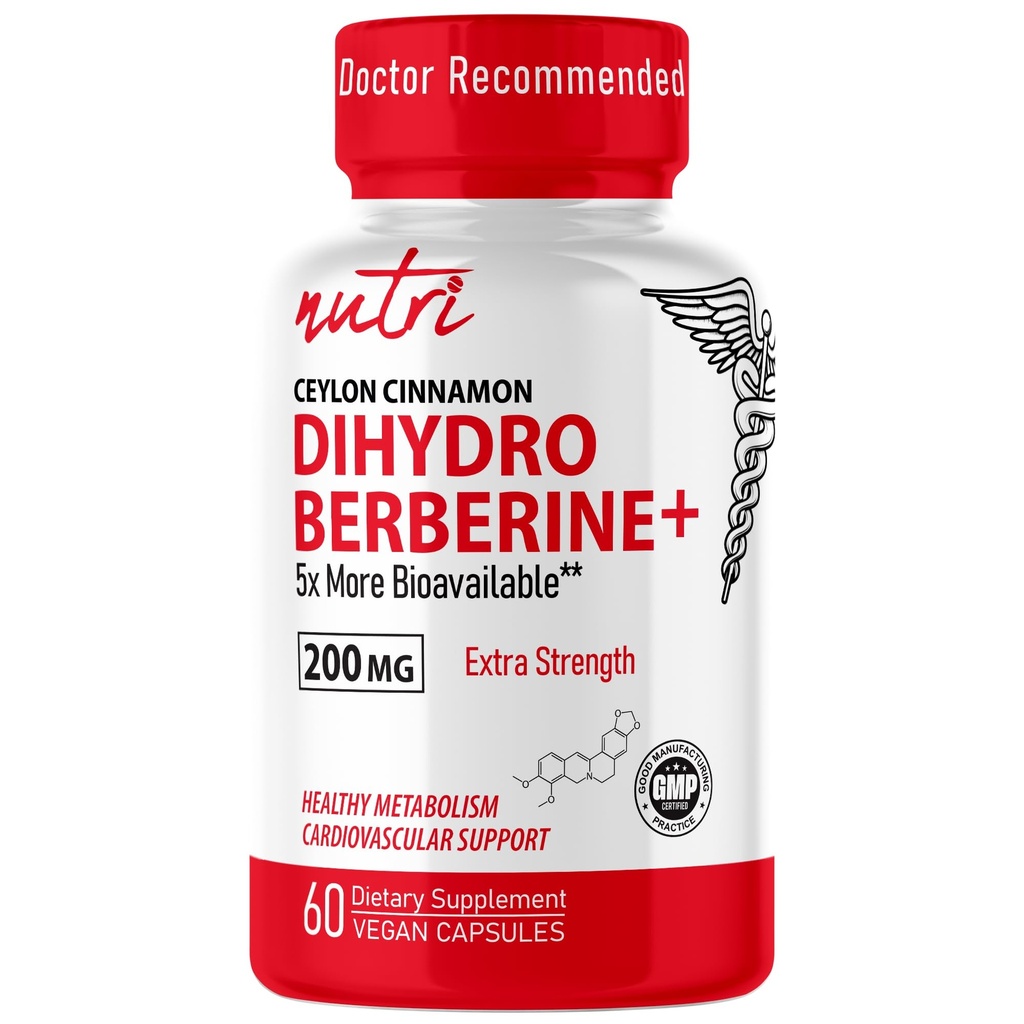 Příroda 's Fusies Dihydroberberine dodatek 200mg 60 Kapsle - s Ceylon Skořice, 5X účinnější než Pravidelné Berberine HCL - Nutriho doplňky