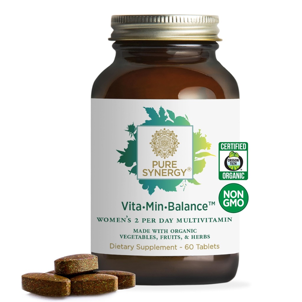 PURE SYNERGY Vita · Min · Balance 124; Multivitamin pro ženy s železnou 124; Ženský denní Multivitamin Made with Organic whole Foods IR 124; pro Balanced Energy and Stress Support (60 tablet)