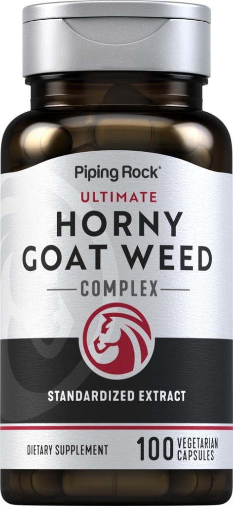Piping Rock Horny Kozí Tráva pro muže 124; 100 Kapsle 124; Ultimate Complex Extract Dodatek 124; Vegetarian, Non- GMO, gluten zdarma