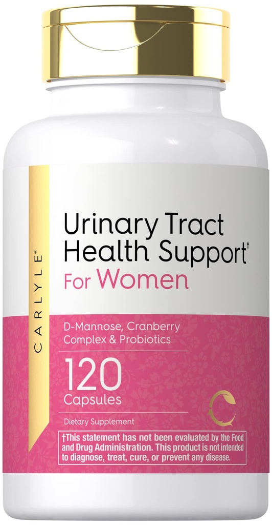 Carlyle Urinary Tract Health for Women CLAS124; 120 Capsules CLAS124; Relief for Women CLAS124; with D- Mannose, Cranberry Complex & Probiotics CLAS124; Non- GMO, gluten Free