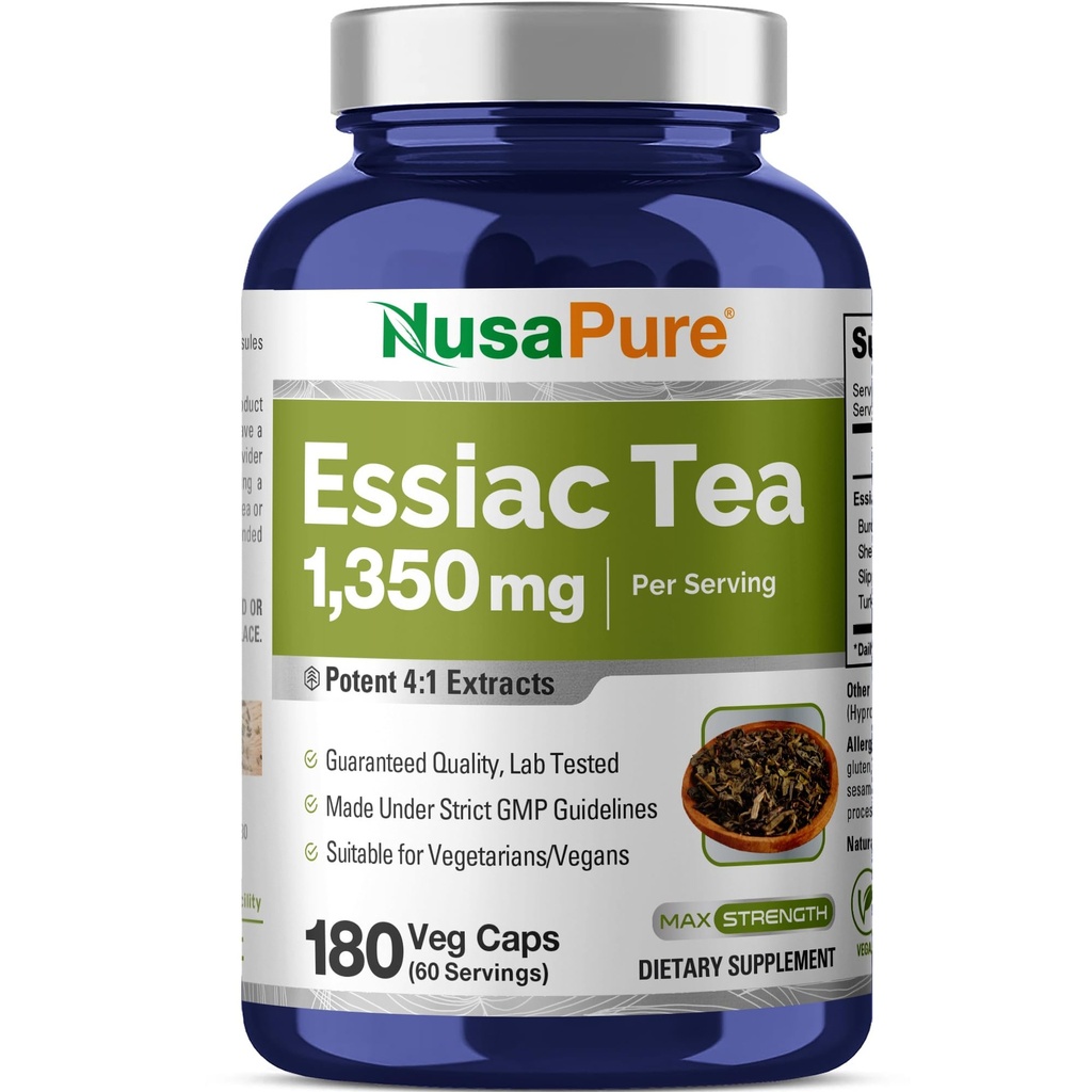 NusaPure Essiac Tea 1350 mg 180 Veggie Caps (Vegetarian, Non- GMO)